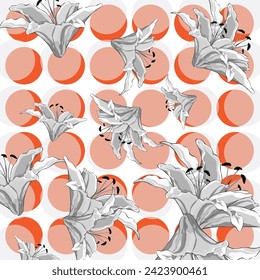 beautiful lily pattern with colourful circle pattern 