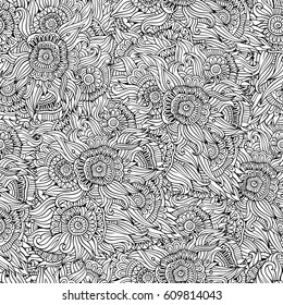 Beautiful line art abstract decorative floral decorative ornamental seamless pattern