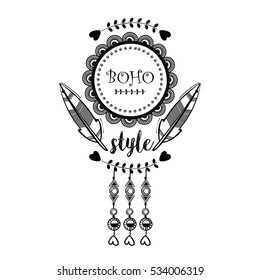 Beautiful Line Art based Boho Style design, Doodle Art, Vector Illustration.