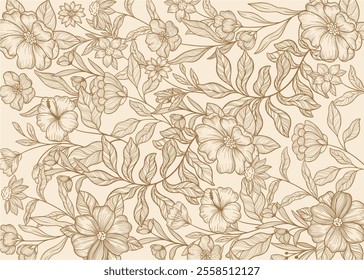 Beautiful line art floral background
