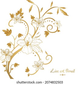 Beautiful line art floral frame template