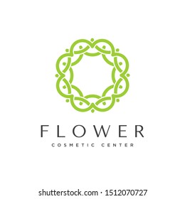 Beautiful line art flower cosmetic logo design vector