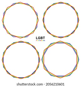 Schöne Linienrahmen in sechs Farben des Regenbogens, ein Symbol der LGBT-Gemeinschaft. Vektorgrafik.