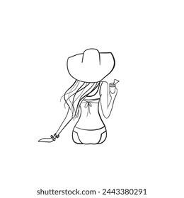 Beautiful line art of girl