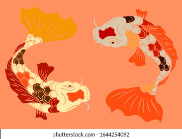 Beautiful line art of Japanese culture.Koi fish carp for tattoo and sticker design.Koi carp vector illustration for printing on shirt.idea for tattoo on white isolated background.