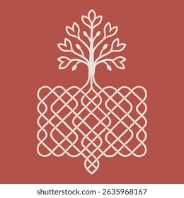beautiful line art kolam style illustration of a tree