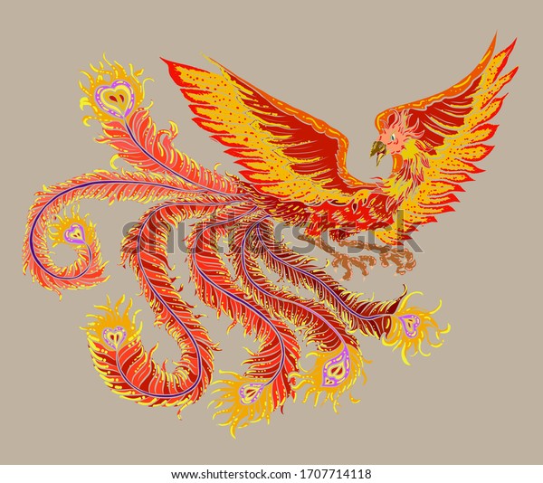 Beautiful Line Art Phoenix Tattoo Design Stock Vector (royalty Free 