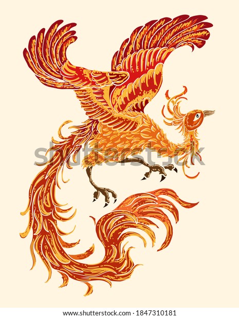 Beautiful Line Art Phoenix Tattoo Design Stock Vector (Royalty Free ...