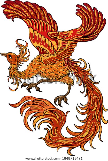 Beautiful Line Art Phoenix Tattoo Design Stock Vector (Royalty Free ...