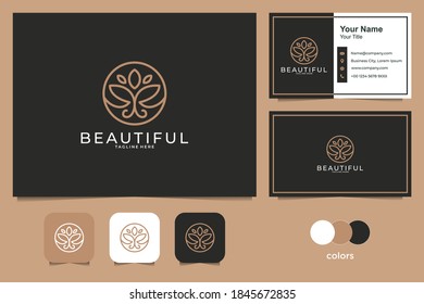 beautiful line art style logo design and business card