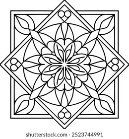 Diseño hermoso de azulejos de Vector de arte de línea