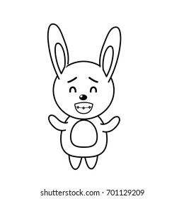 beautiful line cute animals with expression face