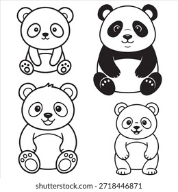 Beautiful line drawing of a panda coloring page design
