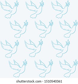 Beautiful, line sketch, dove, bird, vector illustration