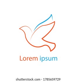 Beautiful line sketch dove bird vector illustration. Outline illustration of dove vector icon for web.