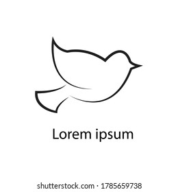 Beautiful line sketch dove bird vector illustration. Outline illustration of dove vector icon for web.