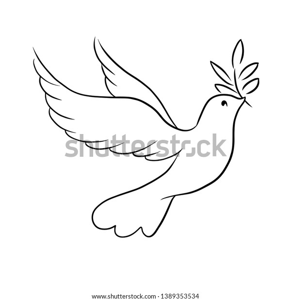 Beautiful Line Sketch Dove Bird Vector Stock Vector (Royalty Free ...