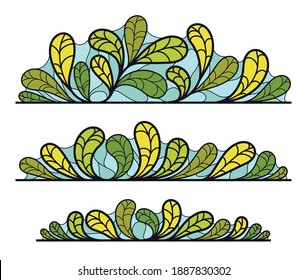 Hermoso diseño de vector floral lineal aislado en blanco, hojas y ramas elegante elemento de borde de división de texto para diseños, emblema clásico estilo moda, gráficos vintage de lujo.