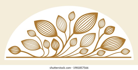 Hermoso diseño de vector floral lineal aislado en blanco, hojas y ramas elegante elemento de borde de división de texto para diseños, emblema clásico estilo moda, gráficos vintage de lujo.
