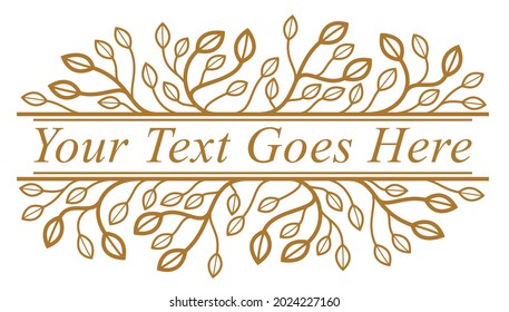 Beautiful linear floral vector design isolated on white, leaves and branches elegant text divider border element for layouts, fashion style classical emblem, luxury vintage graphics.