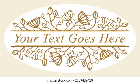 Beautiful linear floral vector design isolated on white, leaves and branches with berries elegant text divider border element for layouts, fashion style classical emblem, luxury vintage graphics.