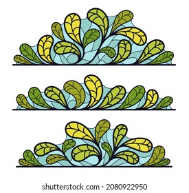 Beautiful linear floral vector design isolated on white, leaves and branches elegant text divider border element for layouts, fashion style classical emblem, luxury vintage graphics.