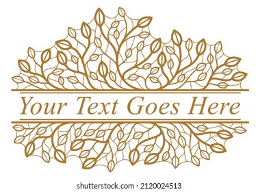 Beautiful linear floral vector design isolated on white, leaves and branches elegant text divider border element for layouts, fashion style classical emblem, luxury vintage graphics.