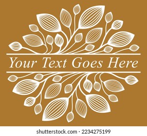 Hermoso diseño de vectores florales lineales sobre oscuridad, hojas y ramas elegante elemento de borde de división de texto para diseños, emblema clásico estilo moda, gráficos vintage de lujo.