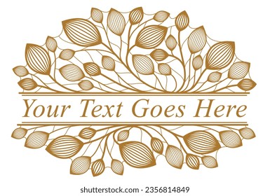 Beautiful linear floral vector design isolated on white, leaves and branches elegant text divider border element for layouts, fashion style classical emblem, luxury vintage graphics.