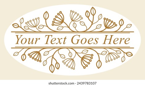 Beautiful linear floral vector design isolated on white, leaves and branches with berries elegant text divider border element for layouts, fashion style classical emblem, luxury vintage graphics.