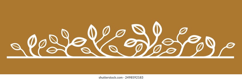 Hermoso diseño de Vector floral lineal en oscuro, hojas y ramas elegante elemento de borde divisor de texto para diseños, emblema clásico de estilo de moda, gráficos vintage de lujo.