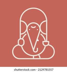 Beautiful Linear illustration of Lord Ganesha for logo and icon