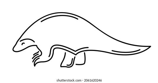 Beautiful linear vector illustration with pangolin silhouette isolated on the white background