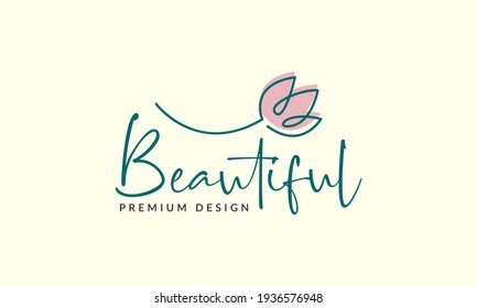 beautiful lines flower tulip feminine logo vector symbol icon illustration design