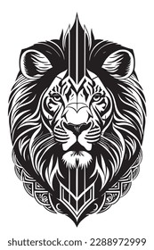 The beautiful lion face vector design