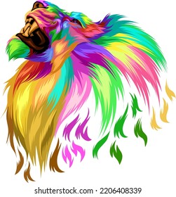 Beautiful lion head full color vector 
