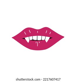 Beautiful lips with fangs. Vector Illustration for printing, backgrounds, covers and packaging. Image can be used for greeting cards, posters, stickers and textile. Isolated on white background.