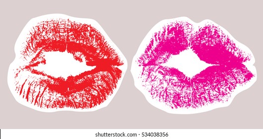 Bello beso con lápiz labial.Elemento de diseño vectorial.