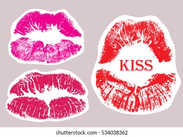 Beautiful lipstick kiss.Vector design element.