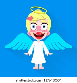 Beautiful little angel with a smile on his face vector illustration