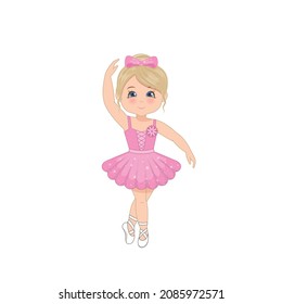 Beautiful little ballerina in ballet pose 2. Vector