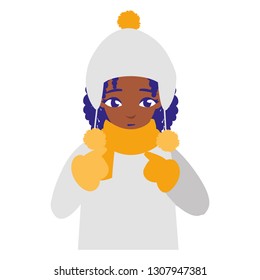 beautiful little black girl with winter clothes