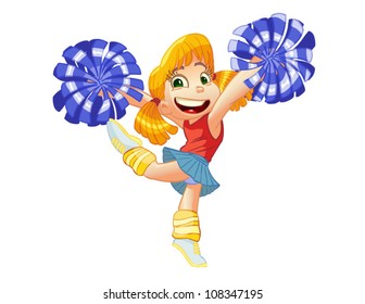 beautiful Little cheerleader, vector illustration ,on white backgroun
