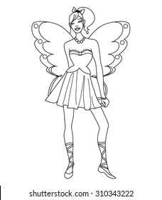 Beautiful little fairy - coloring page for kids