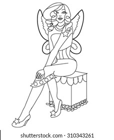 Beautiful little fairy - coloring page for kids