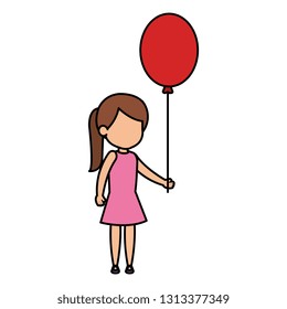 beautiful little girl with balloons helium