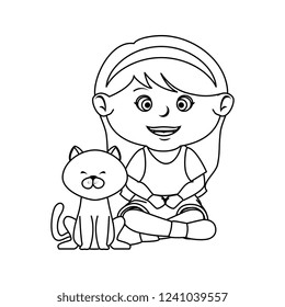 beautiful little girl with cat