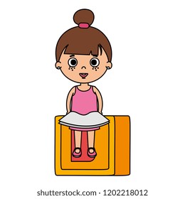 beautiful little girl with cube block