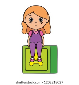 beautiful little girl with cube block