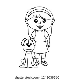 beautiful little girl with dog
